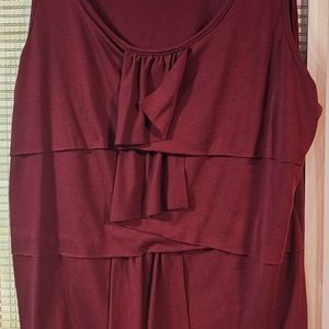 Talbots red tiered ruffle front scoop neck sleeveless soft large